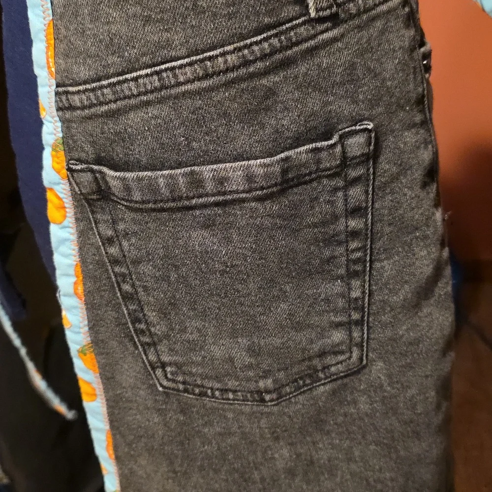 Upcycled Oranges & Champagne  Mimosa  Apron W Black Denim Jeans  Hand Crafted